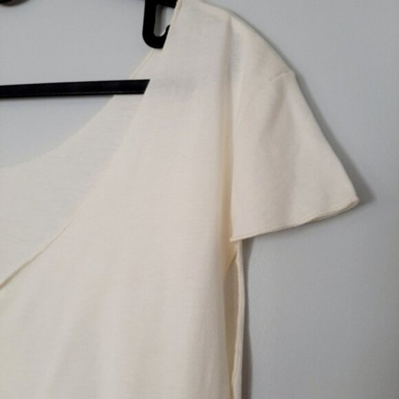 THREADLESS - NWOT 100% Cotton Scoop Neck Cap Sleeve T-Shirt Light Top Ivory Sz M - Picture 5 of 16
